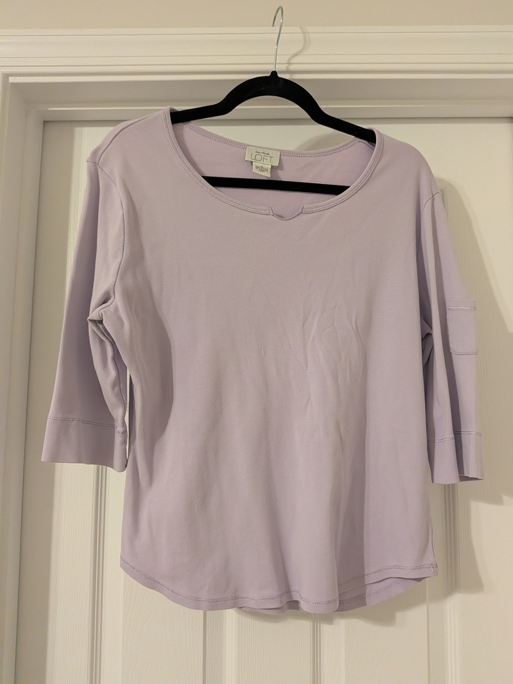 LOFT Lavender Scoop Neck 3/4 Sleeve Top